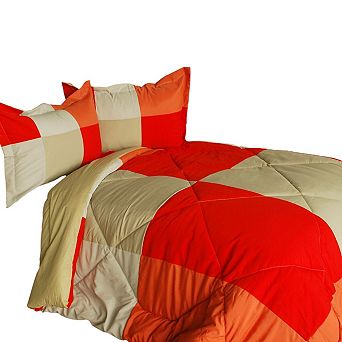 Reversible Comforter Set Patchwork Quilt Microfiber Bedding Down Alternative