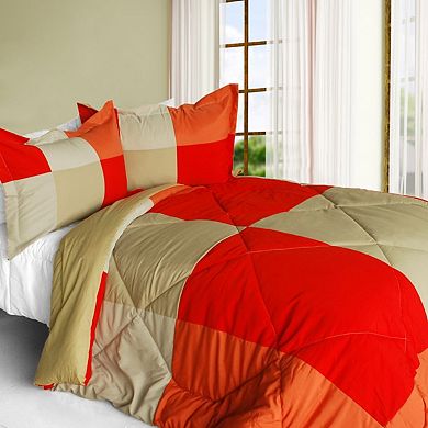 Reversible Comforter Set Patchwork Quilt Microfiber Bedding Down Alternative