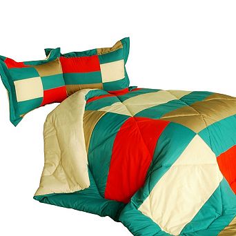 Reversible Comforter Set Patchwork Quilt Microfiber Bedding Down Alternative
