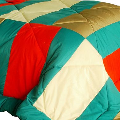 Reversible Comforter Set Patchwork Quilt Microfiber Bedding Down Alternative