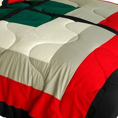 Patchwork Comforter Set Reversible Microfiber Quilt Bedding with Sham