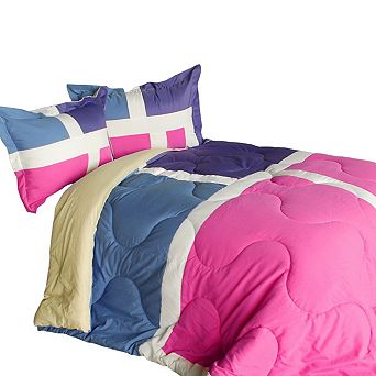 Quilted Patchwork Comforter Set with Matching Shams, Reversible Microfiber Bedding