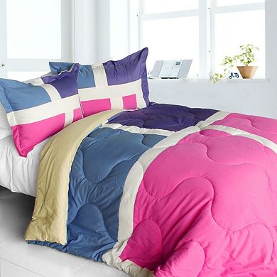 Quilted Patchwork Comforter Set with Matching Shams, Reversible Microfiber Bedding