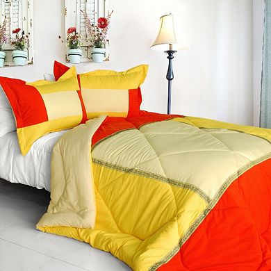 Patchwork Comforter Set with Sham, Reversible Quilted Bedding, Microfiber, Down Alternative, Dorm