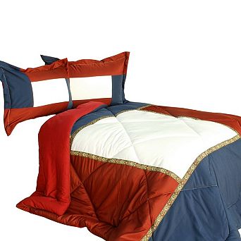 Patchwork Comforter Set with Sham, Reversible Quilted Bedding, Microfiber, Down Alternative, Dorm