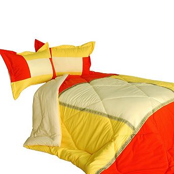 Patchwork Comforter Set with Sham, Reversible Quilted Bedding, Microfiber, Down Alternative, Dorm