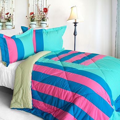 Reversible Comforter Set Patchwork Quilt Microfiber Bedding Down Alternative