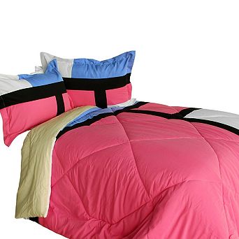 Quilted Patchwork Comforter Set with Shams, Reversible Microfiber Bedding, Down Alternative