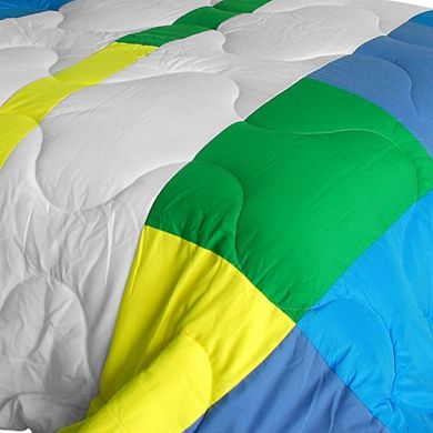 Quilted Patchwork Comforter Set with Coordinated Shams, Reversible Microfiber Bedding