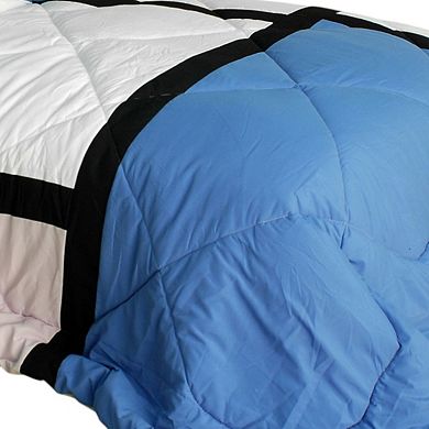 Patchwork Comforter Set with 2 Shams, Reversible Quilted Microfiber Bedding