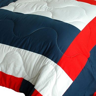 Quilted Patchwork Comforter Set with Coordinated Shams, Reversible Microfiber Bedding