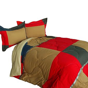 Patchwork Comforter Set Reversible Microfiber Quilt Bedding with Sham