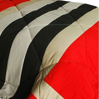 Reversible Patchwork Comforter Set with Sham, Quilted Microfiber Bedding, Down Alternative Fill