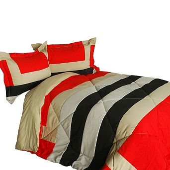 Reversible Patchwork Comforter Set with Sham, Quilted Microfiber Bedding, Down Alternative Fill