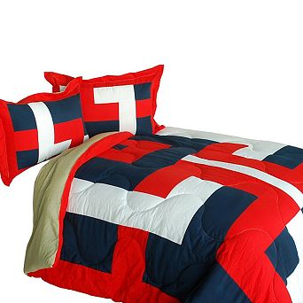 Reversible Comforter Set Patchwork Quilt Microfiber Bedding Down Alternative