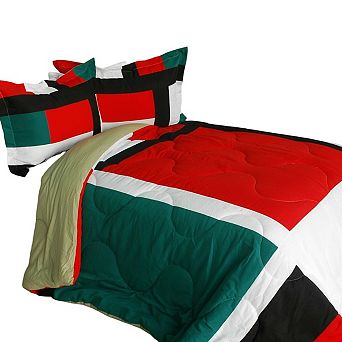 Patchwork Comforter Set, Reversible Quilted Microfiber Bedding