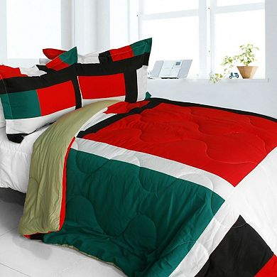 Patchwork Comforter Set, Reversible Quilted Microfiber Bedding