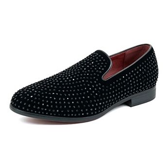 Men's Dress Shoes Loafers Velvet Rhinestone Glitter Blink Stage Tuxedo Shoes