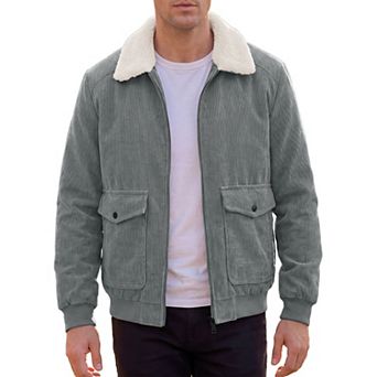 Men's Winter Outwear Zip Up Side Pockets Thickened Fleece Lined Corduroy Coat