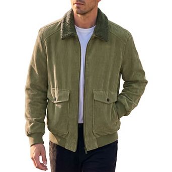 Men's Winter Outwear Zip Up Side Pockets Thickened Fleece Lined Corduroy Coat