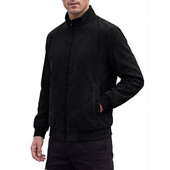 Men's Corduroy Bomber Jacket Lined Full Zip Trucker Shacket Vintage Winter Coat with Pockets