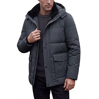 Men's Winter Jacket with Hood Long Sleeve Zip Windproof Work Outerwear Winter Coat