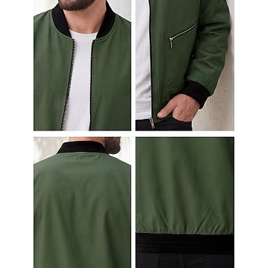 Men's Big & Tall Bomber Jacket Zip Up Spring Fall Windbreaker Casual Coat with Pocket