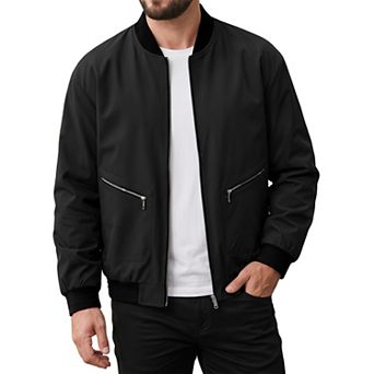 Men's Big & Tall Bomber Jacket Zip Up Spring Fall Windbreaker Casual Coat with Pocket