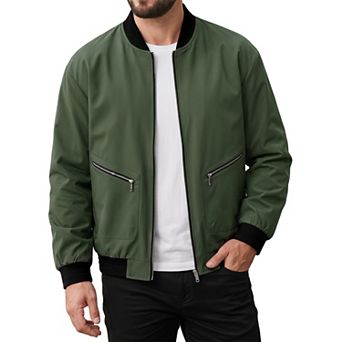 Men's Big & Tall Bomber Jacket Zip Up Spring Fall Windbreaker Casual Coat with Pocket