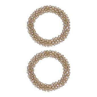 2 pc Rhinestone Hair Scrunchies, Crystal Ties Elastic Ponytail Holders for Women Girls