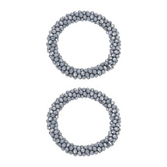 2 pc Rhinestone Hair Scrunchies, Crystal Ties Elastic Ponytail Holders for Women Girls