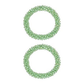 2 pc Rhinestone Hair Scrunchies, Crystal Ties Elastic Ponytail Holders for Women Girls