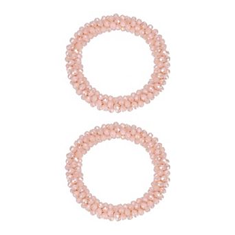 2 pc Rhinestone Hair Scrunchies, Crystal Ties Elastic Ponytail Holders for Women Girls