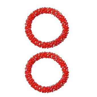 2 pc Rhinestone Hair Scrunchies, Crystal Ties Elastic Ponytail Holders for Women Girls