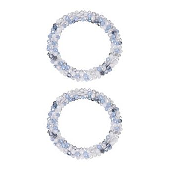 2 pc Rhinestone Hair Scrunchies, Crystal Ties Elastic Ponytail Holders for Women Girls