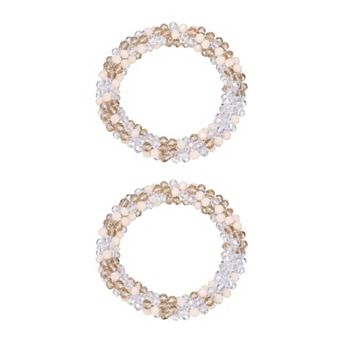 2 pc Rhinestone Hair Scrunchies, Crystal Ties Elastic Ponytail Holders for Women Girls