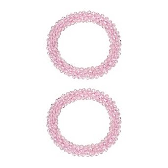2 pc Rhinestone Hair Scrunchies, Crystal Ties Elastic Ponytail Holders for Women Girls