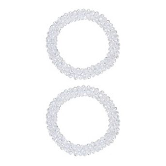 2 pc Rhinestone Hair Scrunchies, Crystal Ties Elastic Ponytail Holders for Women Girls