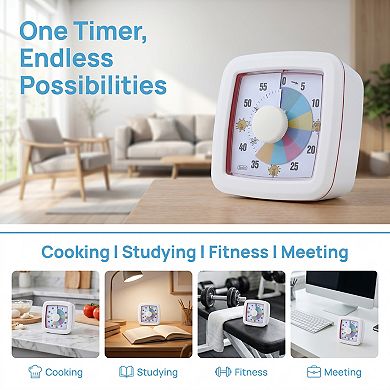 60 Minute Kitchen Timer, Digital Visual Timer, Loud Alarm Countdown Clock for Working