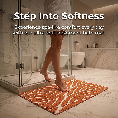 Geometric Bathroom Rug 3D Textured Plush Bath Mat Ultra Soft Absorbent Microfiber Shower Rug 24"x16"
