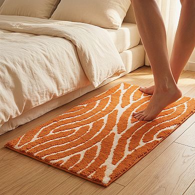Geometric Bathroom Rug 3D Textured Plush Bath Mat Ultra Soft Absorbent Microfiber Shower Rug 24"x16"