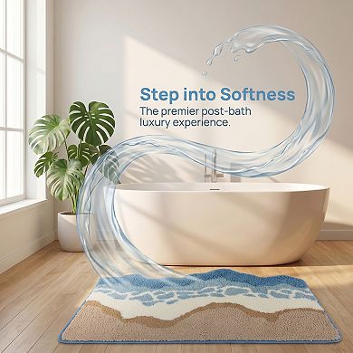 Printed Microfiber Bathroom Rug, Ultra Soft Plush Bath Mat, Absorbent Shaggy Shower Rug