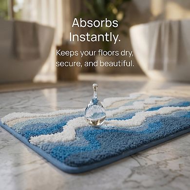 Printed Microfiber Bathroom Rug, Ultra Soft Plush Bath Mat, Absorbent Shaggy Shower Rug