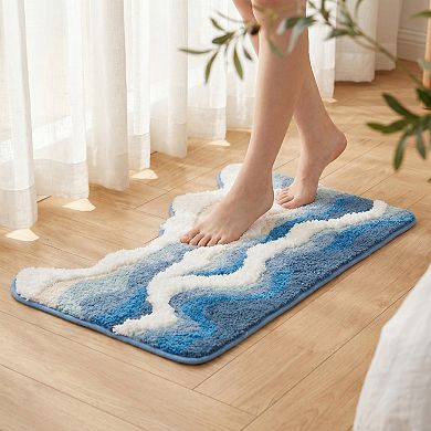 Printed Microfiber Bathroom Rug, Ultra Soft Plush Bath Mat, Absorbent Shaggy Shower Rug