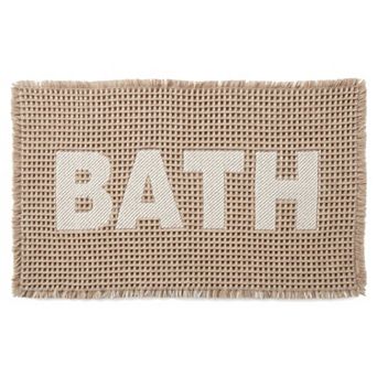 Waffle Bath Mat, Boho Bathroom Rugs Non Slip Super Absorbent Quick Dry Farmhouse Mat 24"x17"