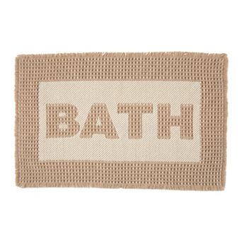Waffle Bath Mat, Boho Bathroom Rugs Non Slip Super Absorbent Quick Dry Farmhouse Mat 24"x17"
