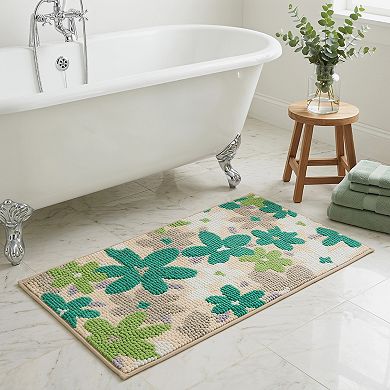 Bathroom Rugs Chenille Bath Rug Ultra Soft Absorbent Shower Rug Non Slip Bath Mat 24"x16"
