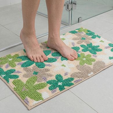 Bathroom Rugs Chenille Bath Rug Ultra Soft Absorbent Shower Rug Non Slip Bath Mat 24"x16"
