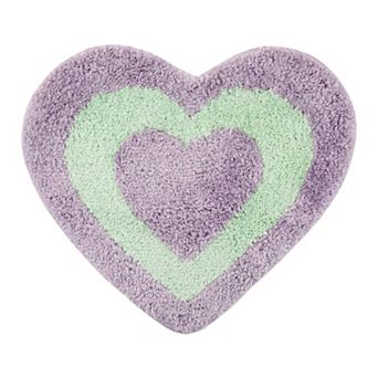 Small Heart Rug Soft Shaggy Faux Fur Area Rug, Non-Slip Heart Shaped Bath Mat
