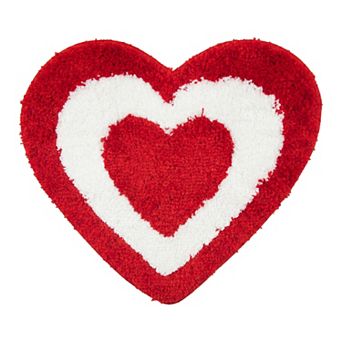 Small Heart Rug Soft Shaggy Faux Fur Area Rug, Non-Slip Heart Shaped Bath Mat